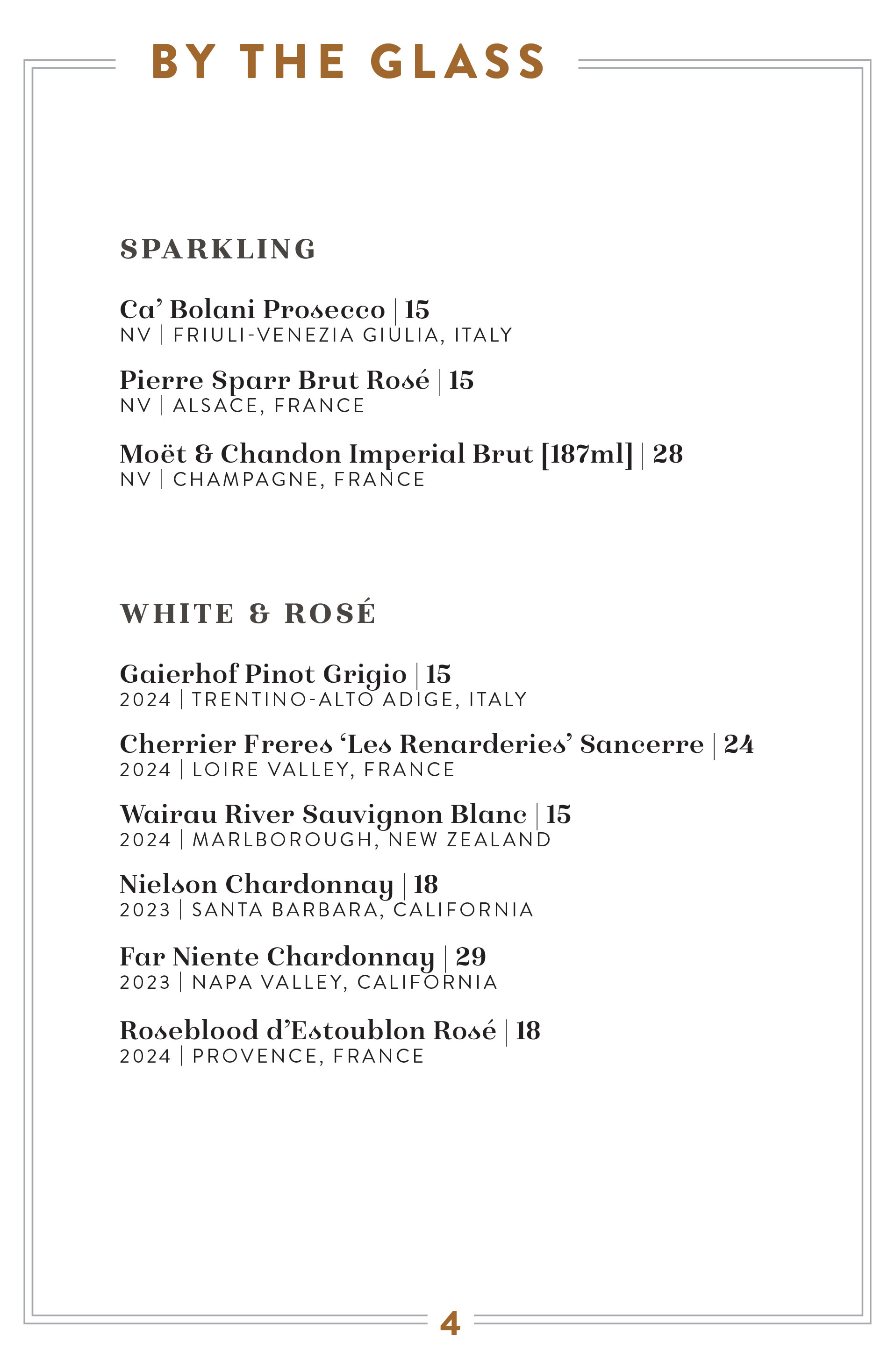 Wine Menu