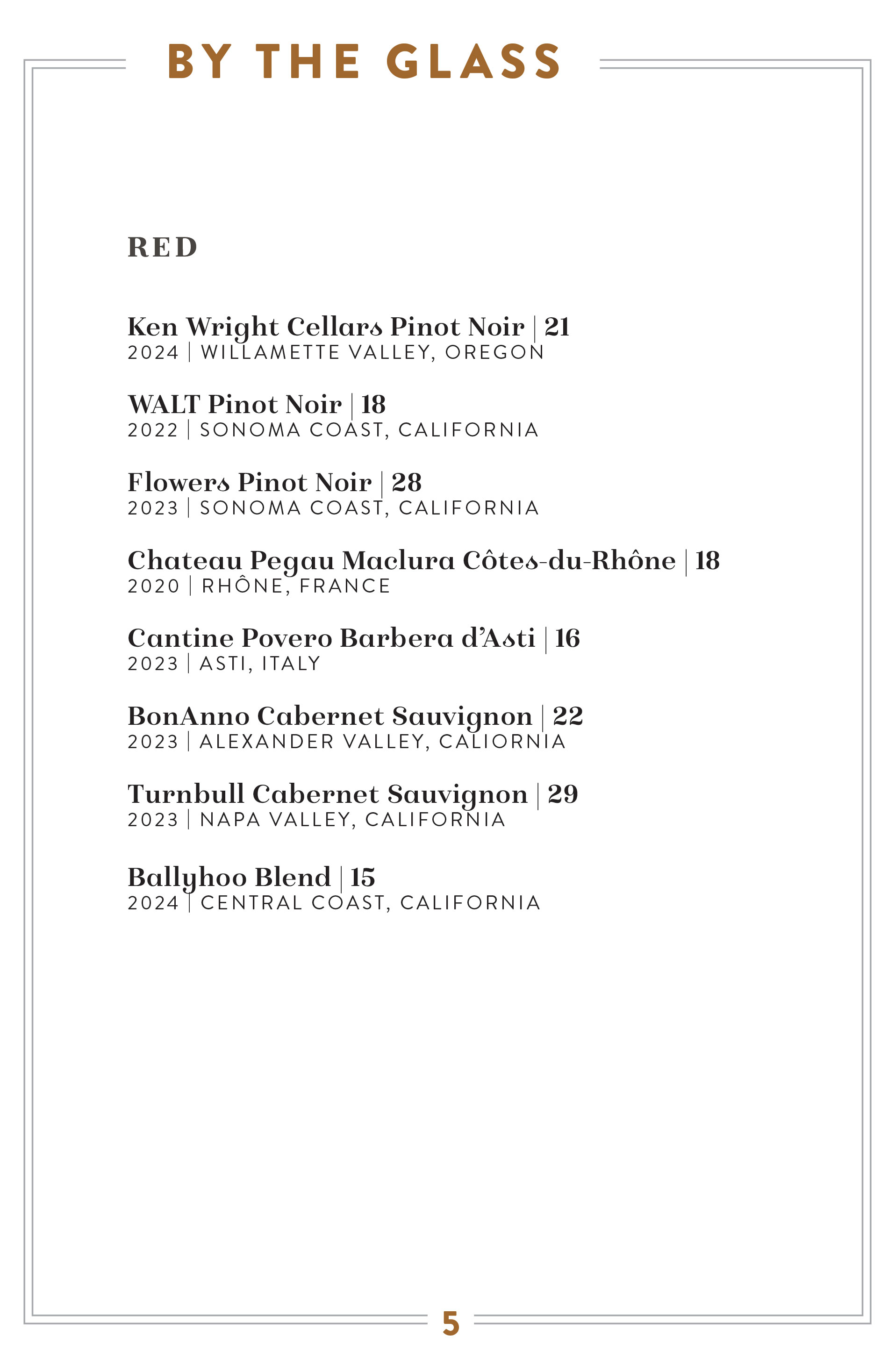 Wine Menu